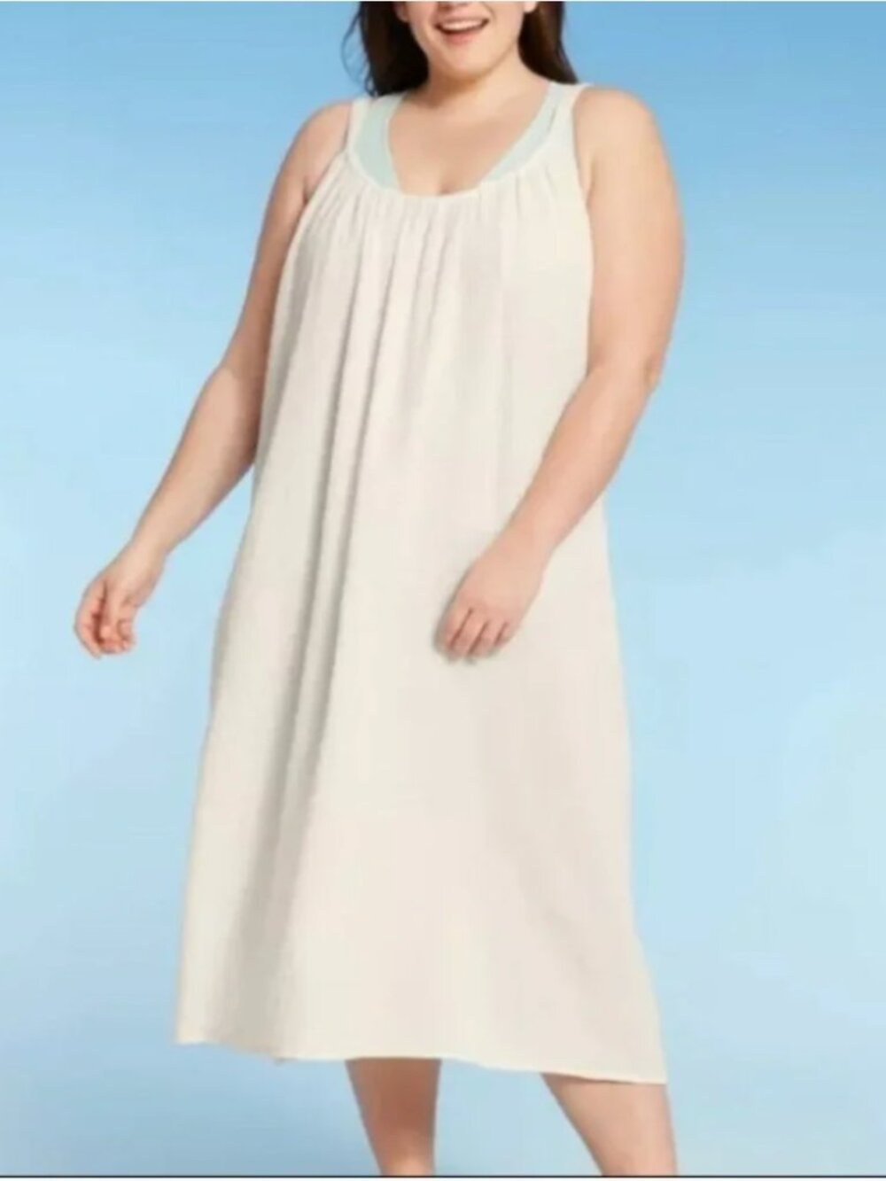 NWT Kona Sol Women's Midi Cover up Dress Target Cream L/XL